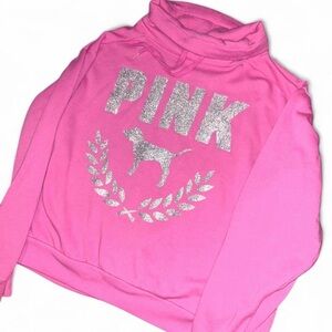 PINK Victoria's Secret Pink and Silver Cowl Neck Sweater